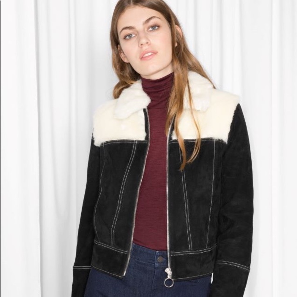 & Other Stories Faux Shearling Leather Jacket